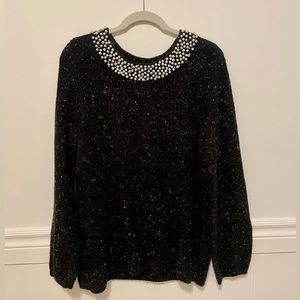 Karl Lagerfeld Paris Pearl Collar Sweater, Size L